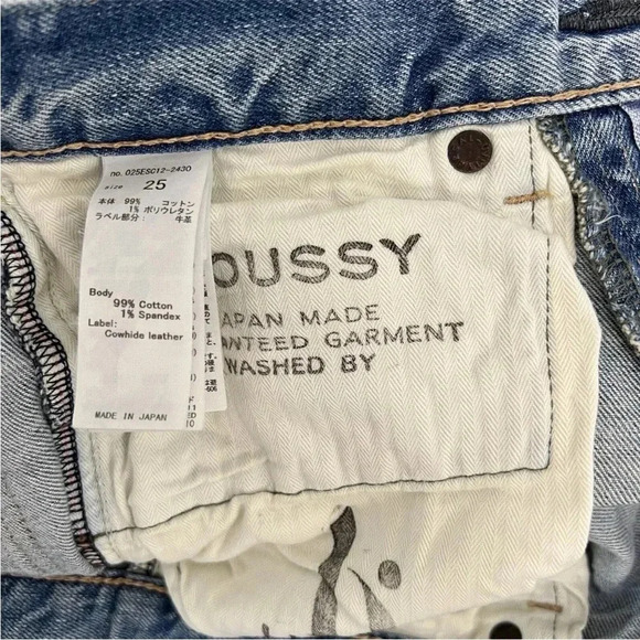 Moussy Vintage Tapered Distressed Jeans Light Blue Denim Ankle Raw hem Size 25 - Picture 9 of 10